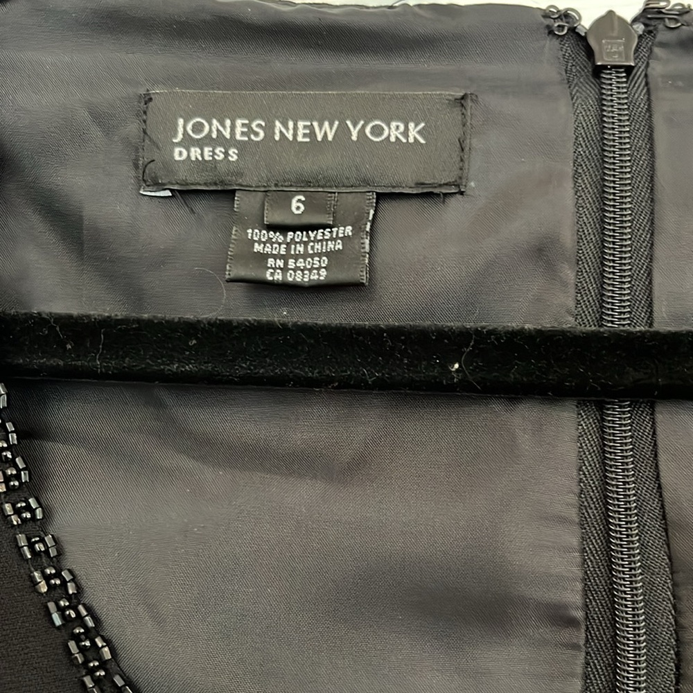 Vintage Jones New York Black Bias Cut Beaded Cocktail Dress - Picture 3 of 6